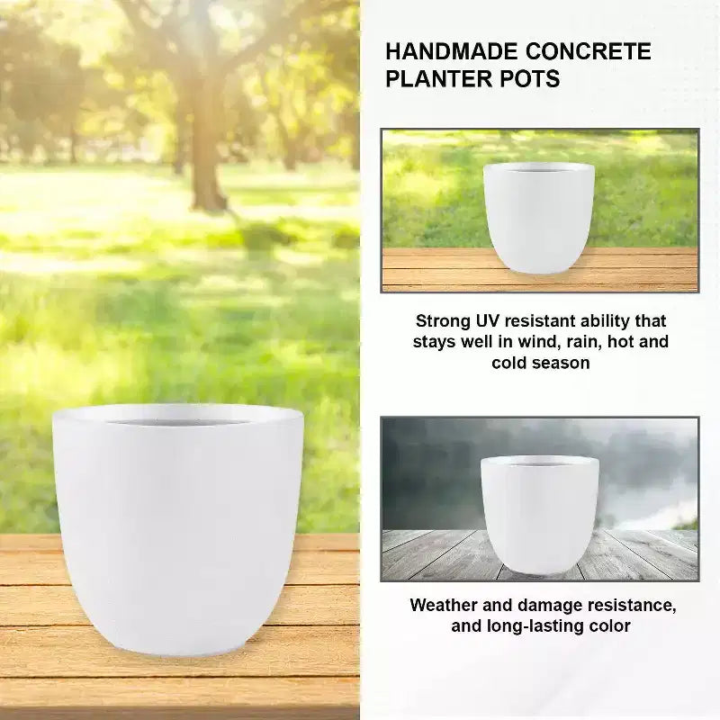 Jardinière extérieure en béton pour jardin Blanc craie 53 x 53 x 51 cm