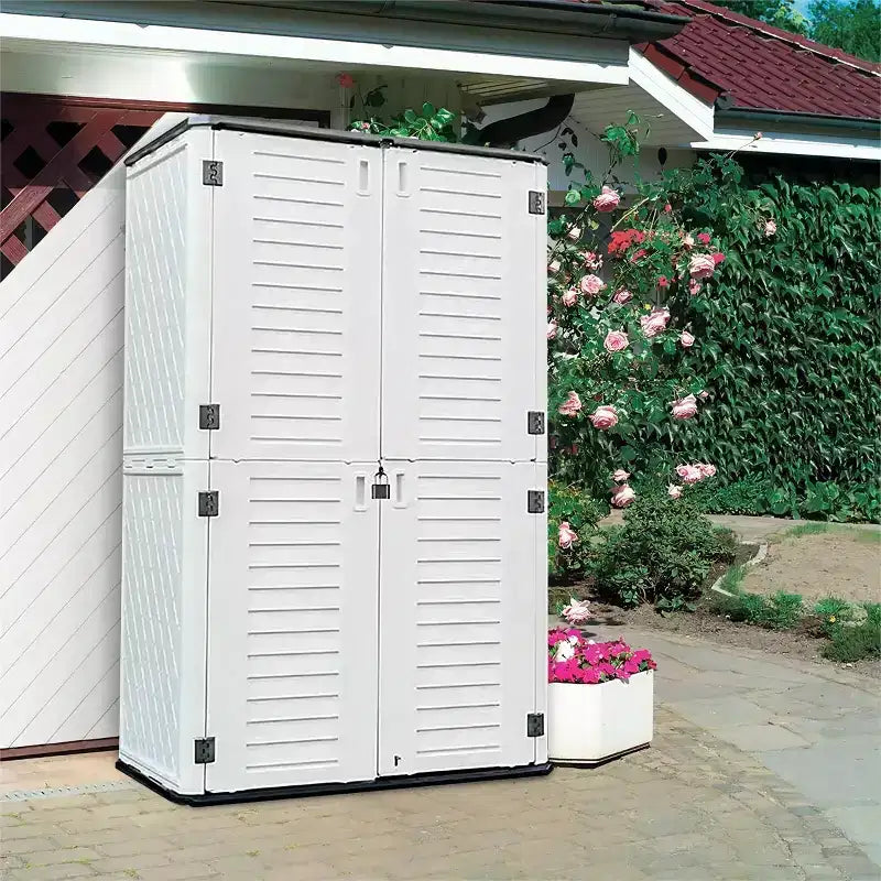 Boîte de rangement verticale de terrasse beige