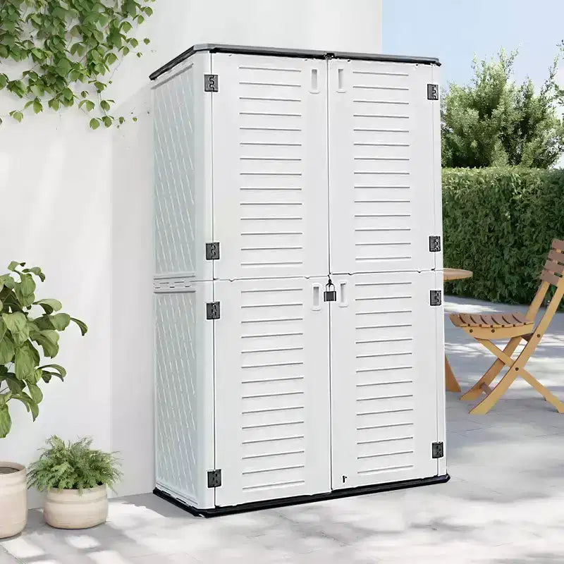 Boîte de rangement verticale de terrasse beige