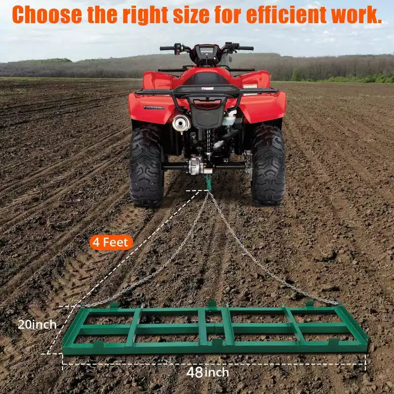 Stainless Steel Lawn Leveler, Lawn Leveling Rake with 180 Rotating Long Handle, Ergonomic Easy to Install, Heavy Duty Landscape Rake