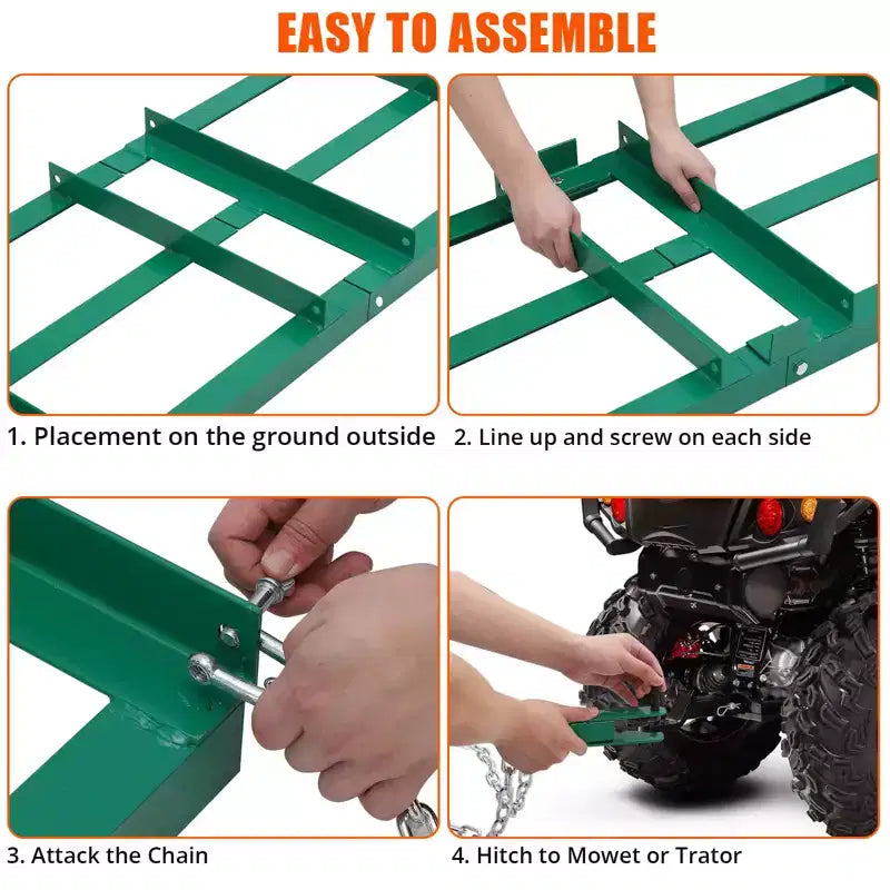 Niveau de jardin en acier inoxydable, râteau niveleur de pelouse avec long manche rotatif à 180°, ergonomique et facile à installer, râteau paysager robuste