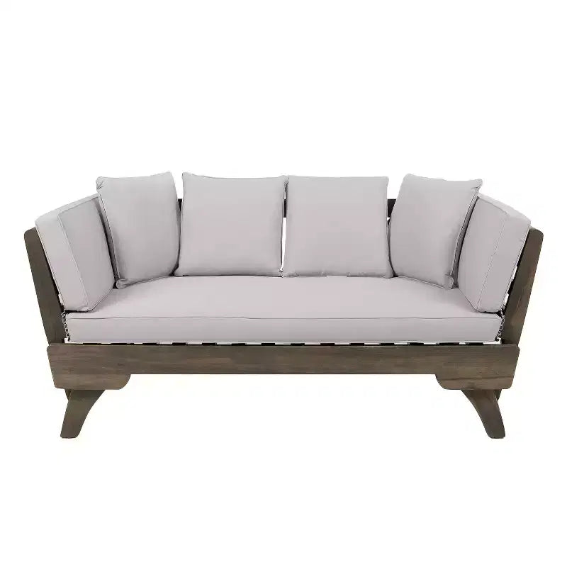 Christopher Knight Home Aldrich Outdoor Acacia Wood Expandable 82 Daybed Sofa with Cushions