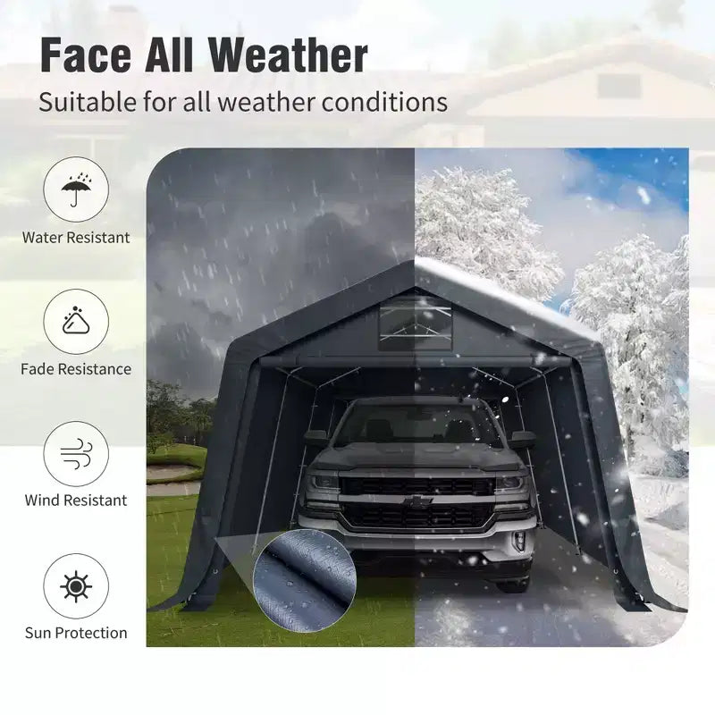 Abri de Rangement Portable d'Extérieur - Choisissez Entre Deux Tentes de Garage Spacieuses avec Portes Zippées Enroulables