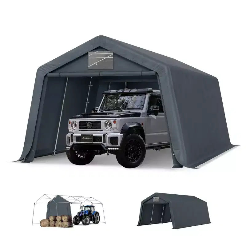 Abri de Rangement Portable d'Extérieur - Choisissez Entre Deux Tentes de Garage Spacieuses avec Portes Zippées Enroulables