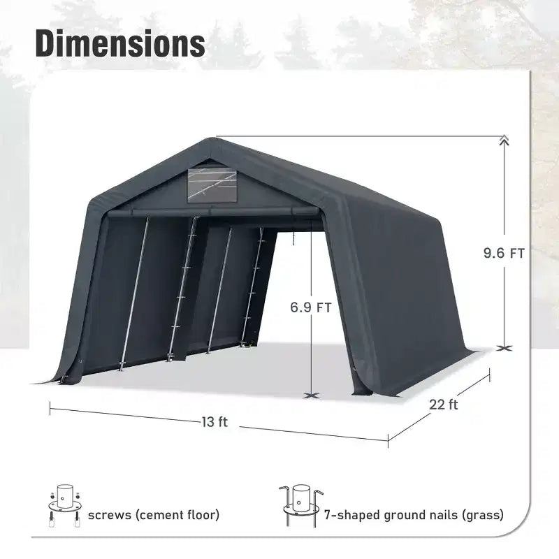Abri de Rangement Portable d'Extérieur - Choisissez Entre Deux Tentes de Garage Spacieuses avec Portes Zippées Enroulables