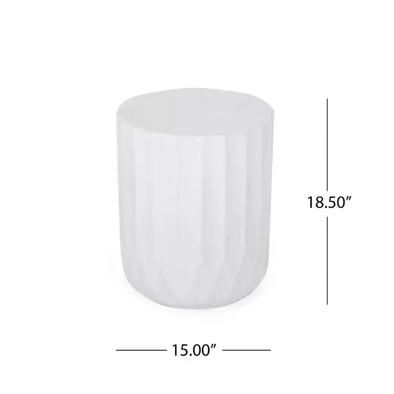 Table d'appoint d'extérieur en béton léger, blanc antique