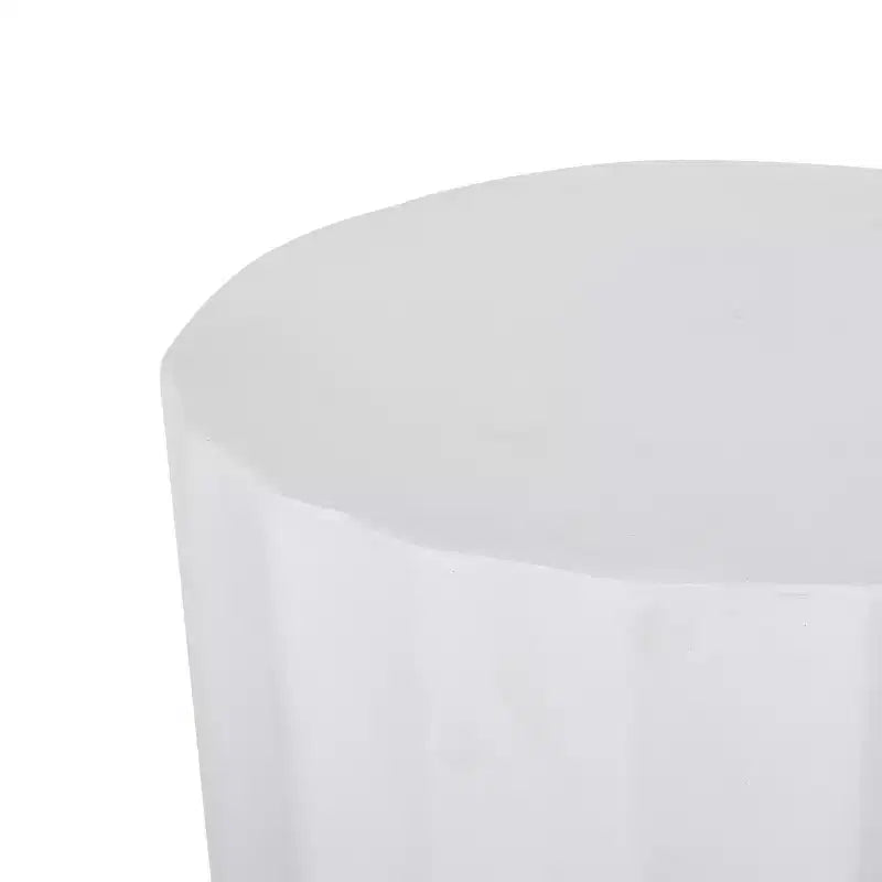 Table d'appoint d'extérieur en béton léger, blanc antique