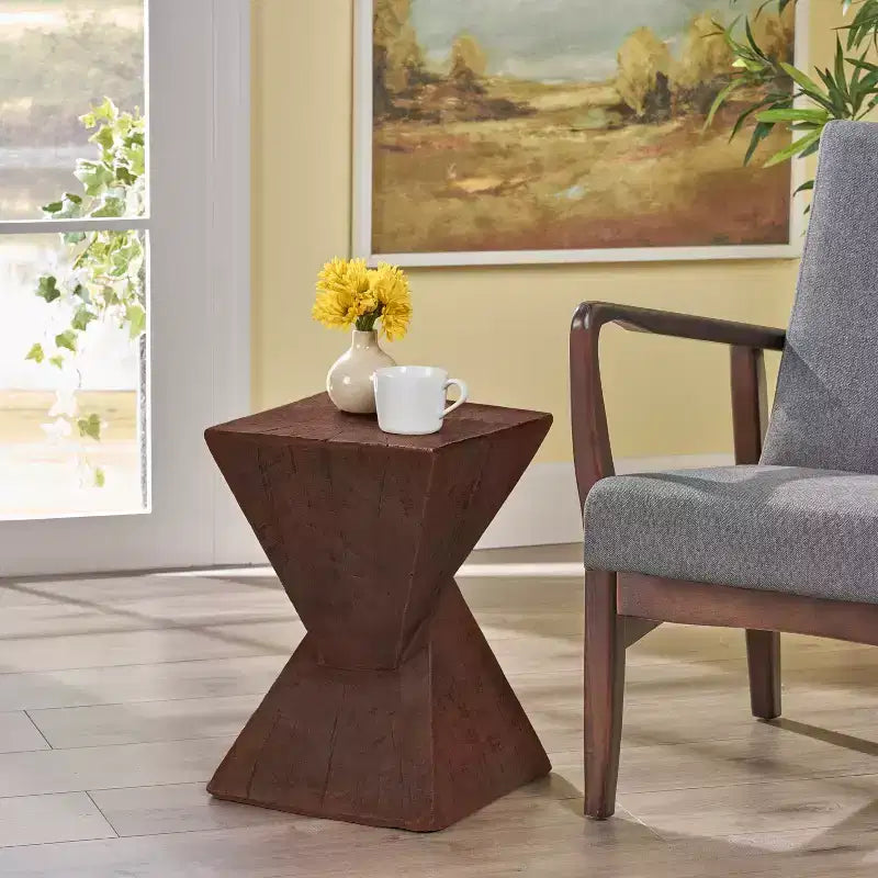 Table d'appoint géométrique en béton léger, pour l'intérieur et l'extérieur