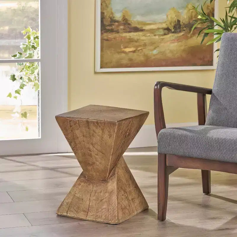 Table d'appoint géométrique en béton léger, pour l'intérieur et l'extérieur