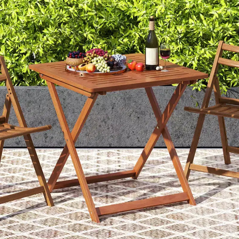 1/2 PIÈCES Table de jardin 75 x 75 cm avec peinture aspect teck et 2 trous pour parasol pour balcon