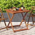 1/2 PIÈCES Table de jardin 75 x 75 cm avec peinture aspect teck et 2 trous pour parasol pour balcon
