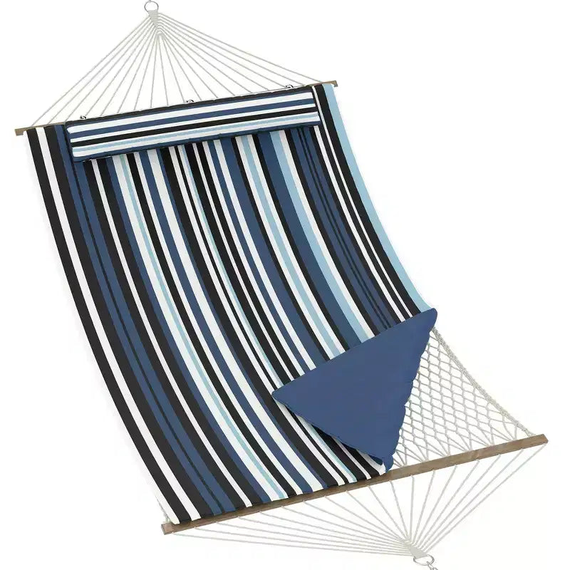 GustoWave 2 Person Outdoor Hammock with Cotton Rope Hammock with Polyester Pad, 2-in-1 Hammock for Patio, Backyard, Garden