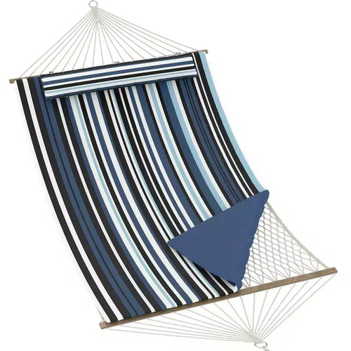 GustoWave 2 Person Outdoor Hammock with Cotton Rope Hammock with Polyester Pad, 2-in-1 Hammock for Patio, Backyard, Garden