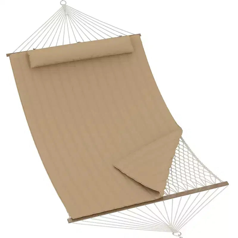 Hamac d'extérieur 2 personnes avec corde en coton, hamac avec coussin en polyester, hamac 2-en-1 pour patio, jardin, cour