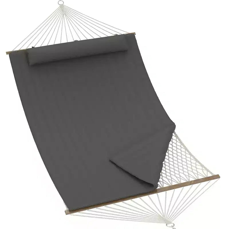 Hamac d'extérieur 2 personnes avec corde en coton, hamac avec coussin en polyester, hamac 2-en-1 pour patio, jardin, cour