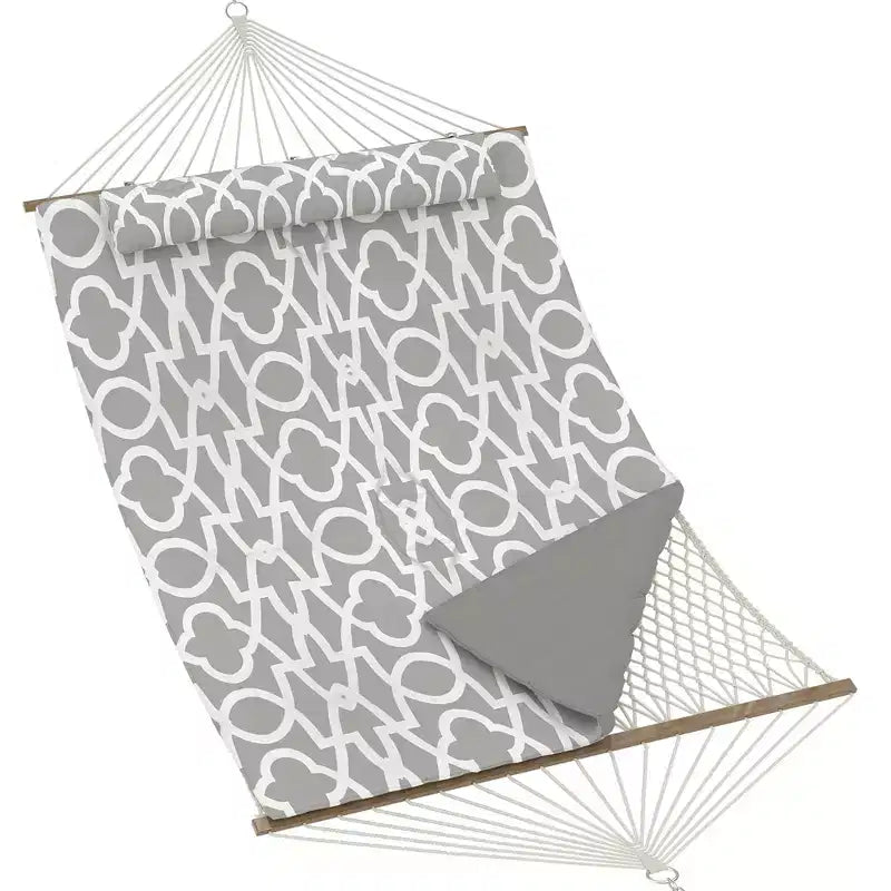 Hamac d'extérieur 2 personnes avec corde en coton, hamac avec coussin en polyester, hamac 2-en-1 pour patio, jardin, cour