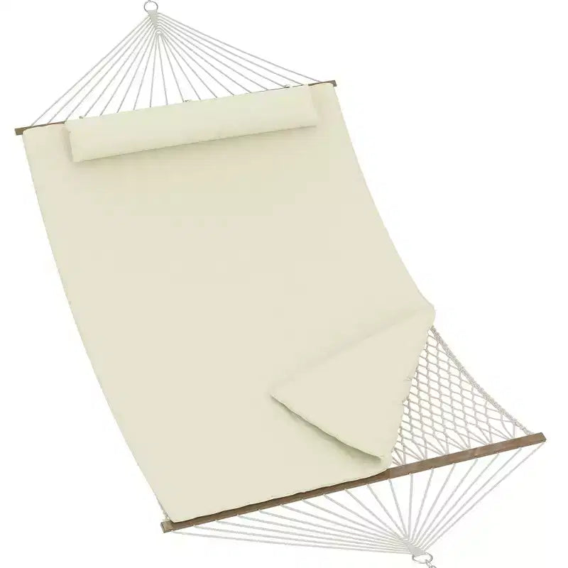 Hamac d'extérieur 2 personnes avec corde en coton, hamac avec coussin en polyester, hamac 2-en-1 pour patio, jardin, cour