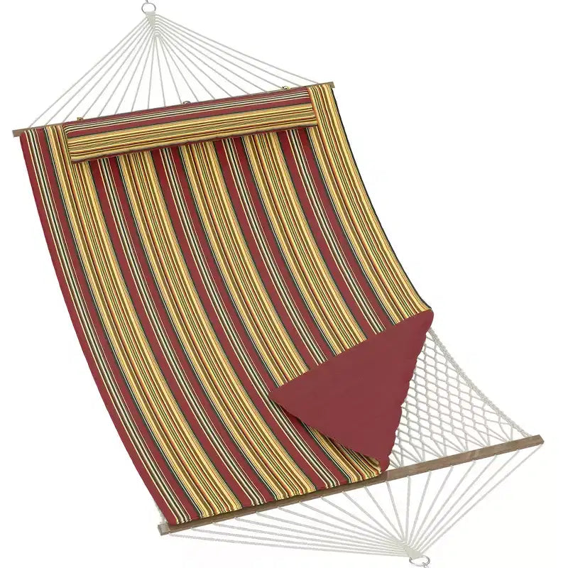 Hamac d'extérieur 2 personnes avec corde en coton, hamac avec coussin en polyester, hamac 2-en-1 pour patio, jardin, cour