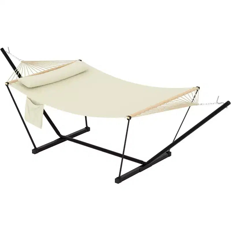 GustoWave Double Hammock with Stand and Pillow - 450 Lbs Capacity Heavy Duty Hammock, Large Outdoor Hammock for Patio Backyard Poolside