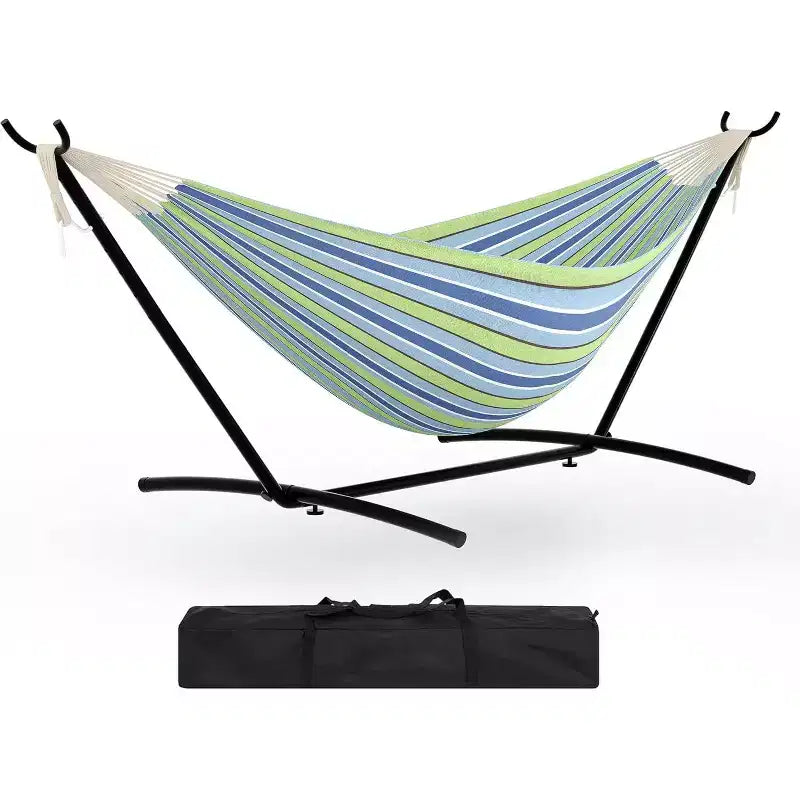 Hamac Double avec Support et Oreiller - Capacité de 204 kg Hamac Robuste, Grand Hamac d'Extérieur pour Patio, Jardin, Bord de Piscine