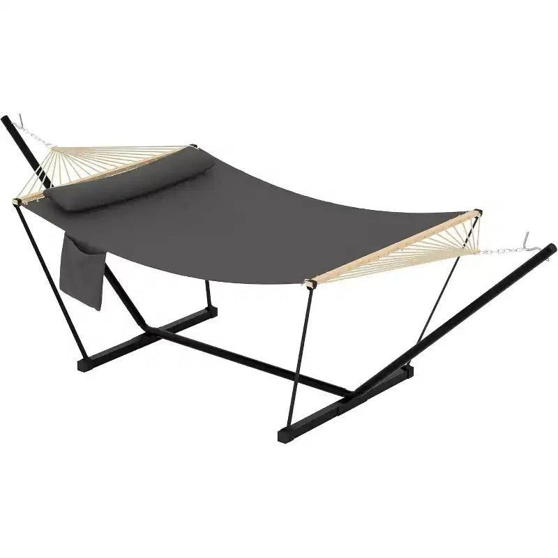 Hamac Double avec Support et Oreiller - Capacité de 204 kg Hamac Robuste, Grand Hamac d'Extérieur pour Patio, Jardin, Bord de Piscine