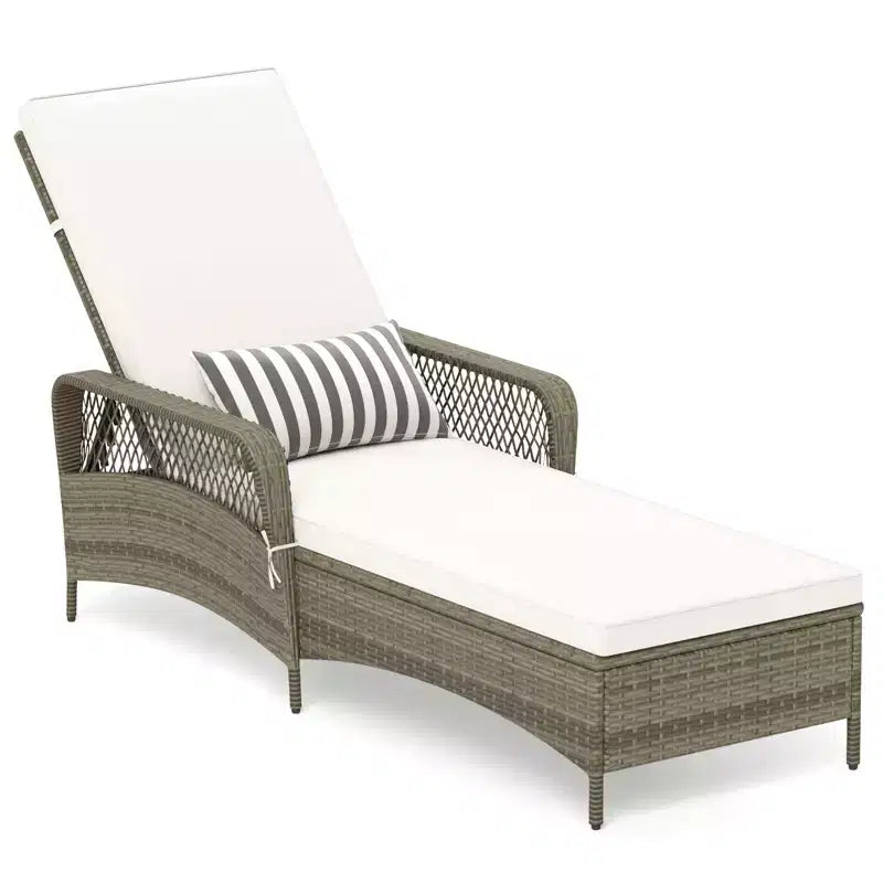Gymax 1PC/2PC Outdoor PE Wicker Reclining Chaise Lounge 6-Position Adjustable Patio Sun Lounger with Armrests Outdoor Sunbathing Lounger
