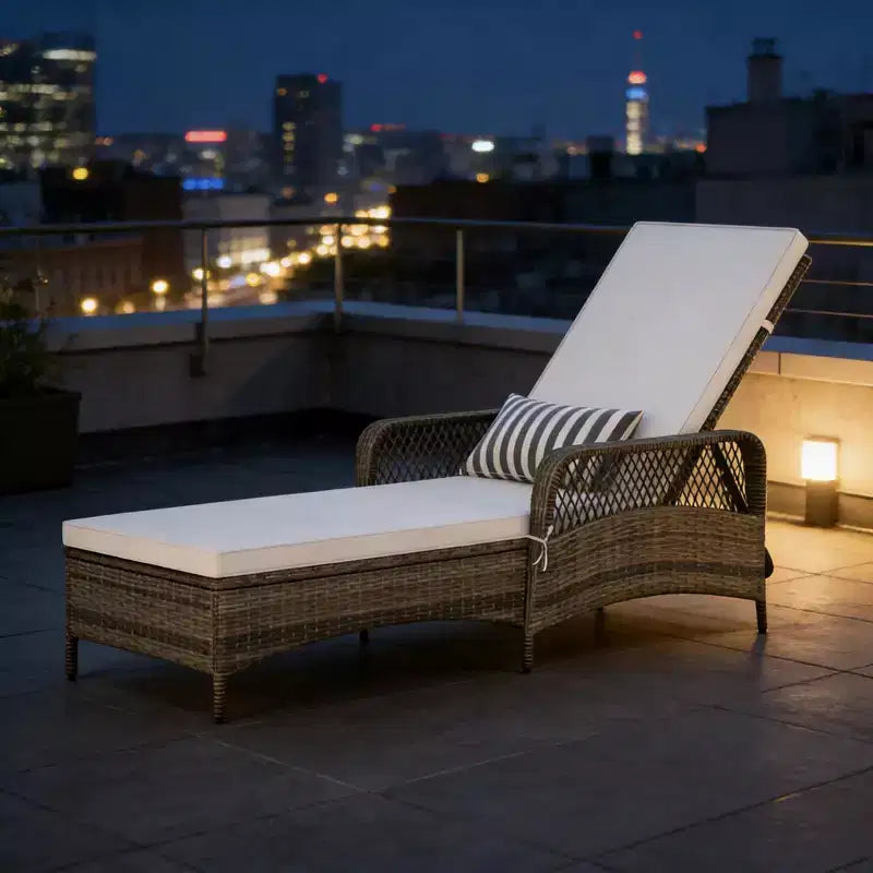 1 ou 2 transats d'extérieur en rotin synthétique PE avec 6 positions réglables et accoudoirs pour bronzage et relaxation