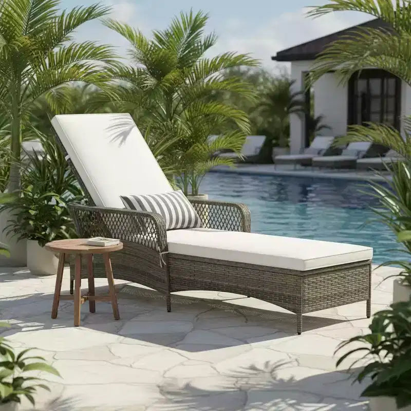 1 ou 2 transats d'extérieur en rotin synthétique PE avec 6 positions réglables et accoudoirs pour bronzage et relaxation