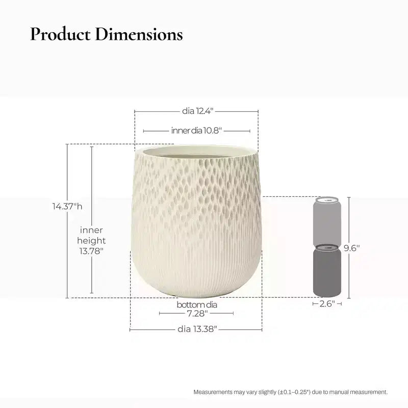 LuxenHome Jardinière ronde antique blanc cassé, texture dégradée foncée à claire, design conique