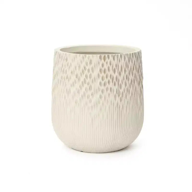 LuxenHome Jardinière ronde antique blanc cassé, texture dégradée foncée à claire, design conique