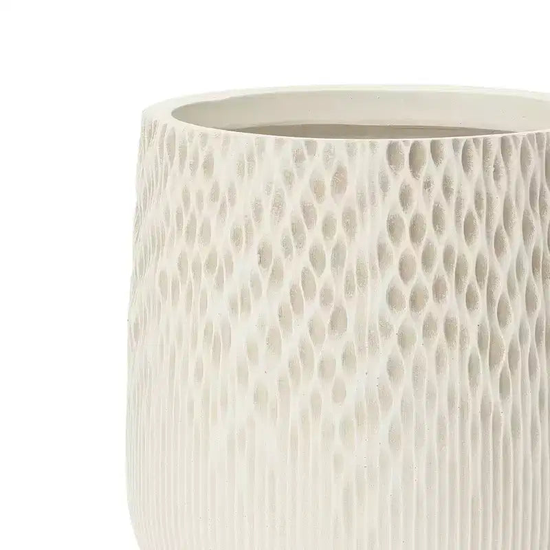 LuxenHome Jardinière ronde antique blanc cassé, texture dégradée foncée à claire, design conique