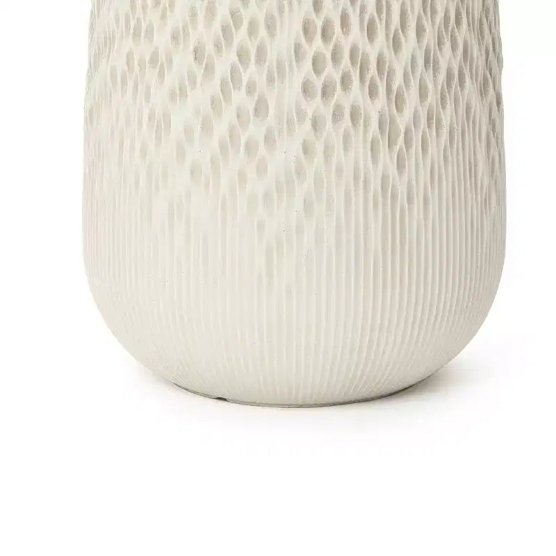 LuxenHome Jardinière ronde antique blanc cassé, texture dégradée foncée à claire, design conique