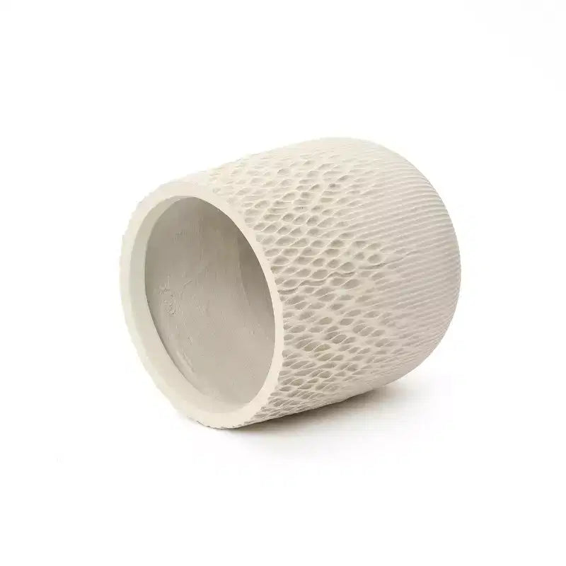 LuxenHome Jardinière ronde antique blanc cassé, texture dégradée foncée à claire, design conique