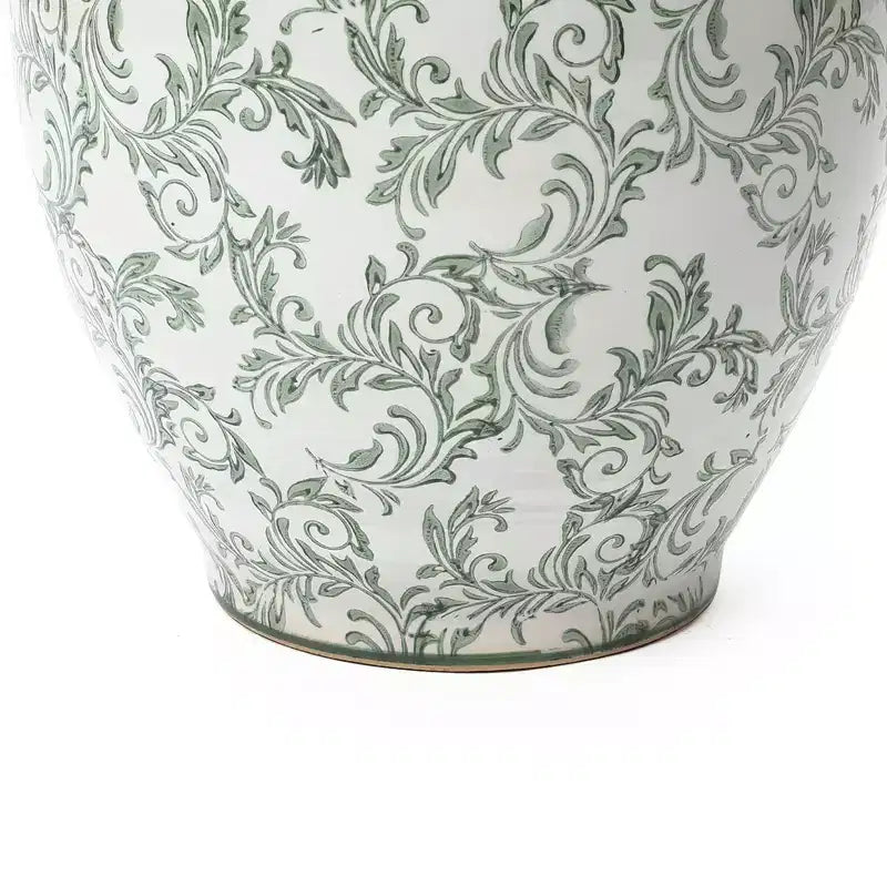 Pot de fleurs en céramique verte, rond, pour intérieur et extérieur