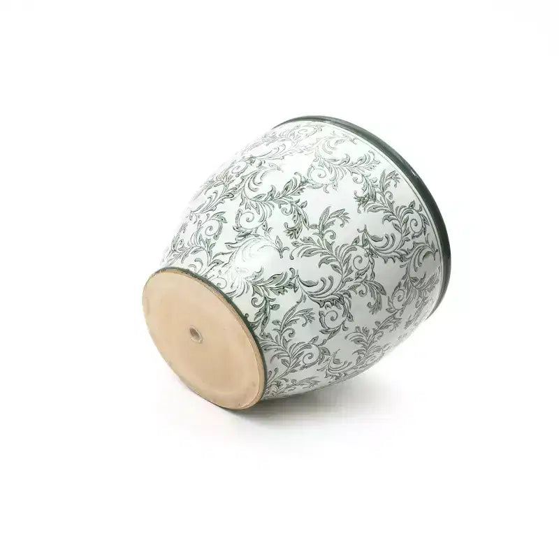 Pot de fleurs en céramique verte, rond, pour intérieur et extérieur