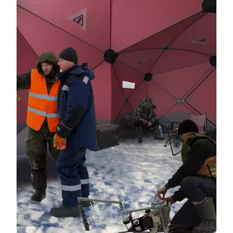 Tente de pêche sur glace escamotable isolée de type moyeu portable – Abri de pêche sur glace en tissu Oxford imperméable, comprend des ancres, des cordes et un sac de transport