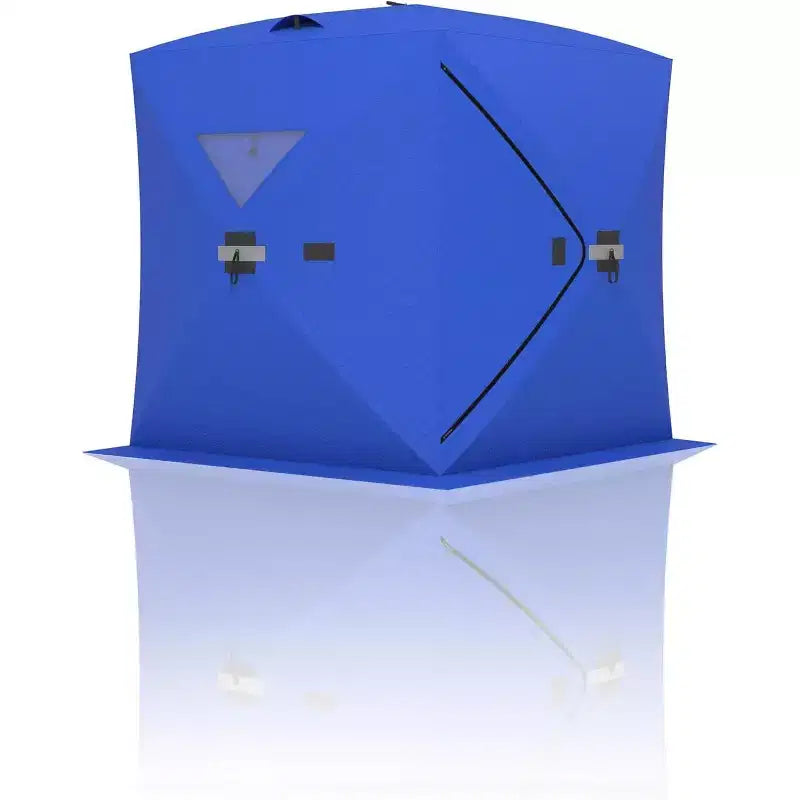 Pop Up Ice Fishing Tent Insulated Portable Hub-Style Shelter - Ice Fishing Shelter Waterproof Oxford Fabric, Includes Anchors, Ropes & Carry Bag