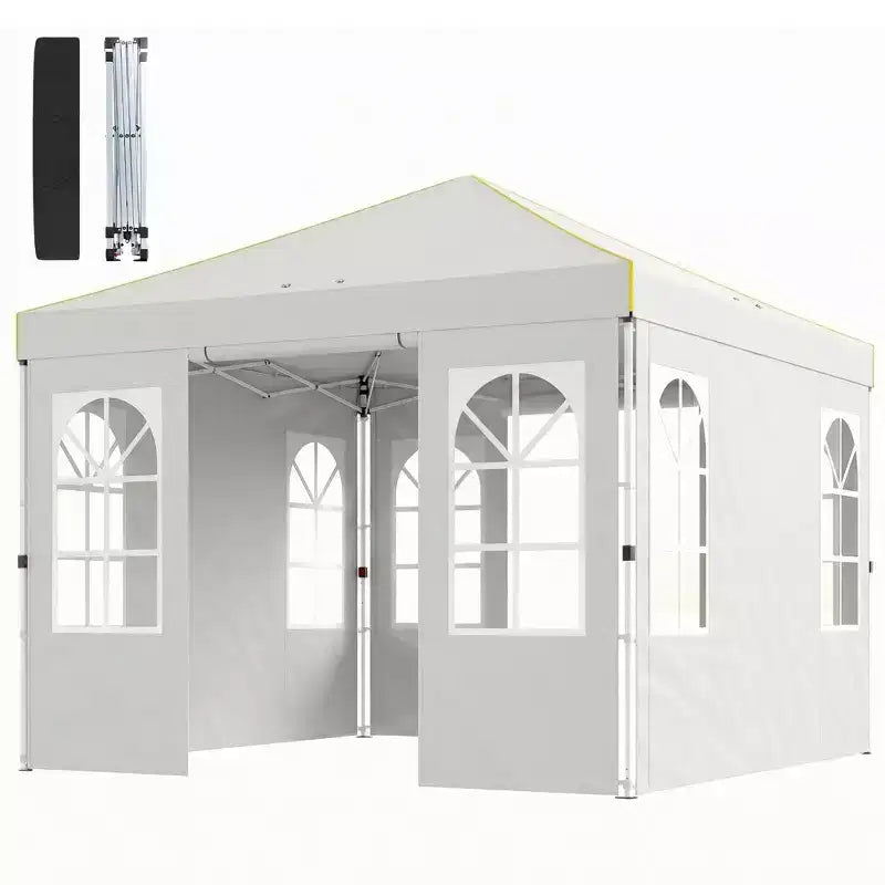 Tonnelle Pop-Up 9,6 x 9,6 pi avec Parois Latérales, Montage Rapide, Abri Instantané Portable Extérieur UPF50+ avec Sacs de Sable