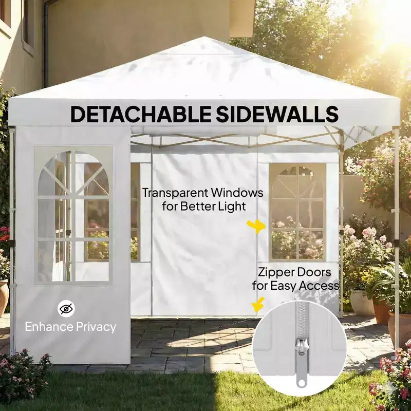 Tonnelle Pop-Up 9,6 x 9,6 pi avec Parois Latérales, Montage Rapide, Abri Instantané Portable Extérieur UPF50+ avec Sacs de Sable