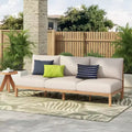 Christopher Knight Home Fabienne 73.23'' Modern Patio Acacia Wood 3-Seater Sofa with Woven Rope Backrest