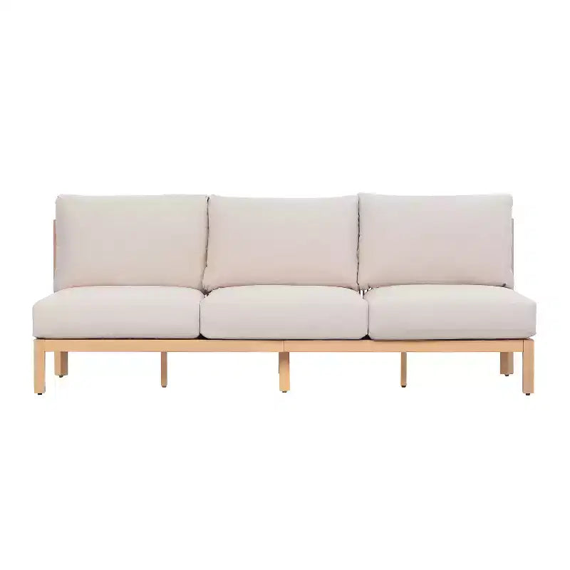 Canapé 3 places moderne en bois d'acacia pour patio avec dossier en corde tressée