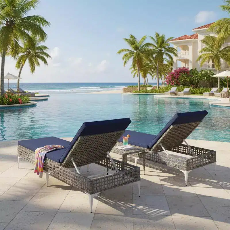Chaise longue de patio inclinable 1 ou 2 pièces avec dossier réglable à 6 positions et coussin amovible