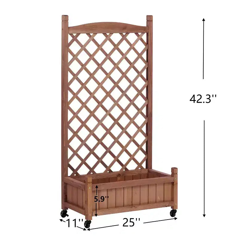 Lot de 2 jardinières surélevées avec treillis, jardinière extérieure en bois et support pour plantes avec supports grimpants