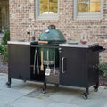 Grande desserte de barbecue extérieure avec plateau en acier inoxydable, îlot de cuisine avec table rabattable et armoire de rangement – Noir