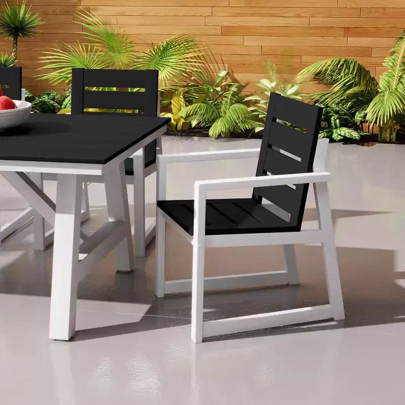 Chaise de salle à manger avec accoudoirs d'extérieur en PEHD