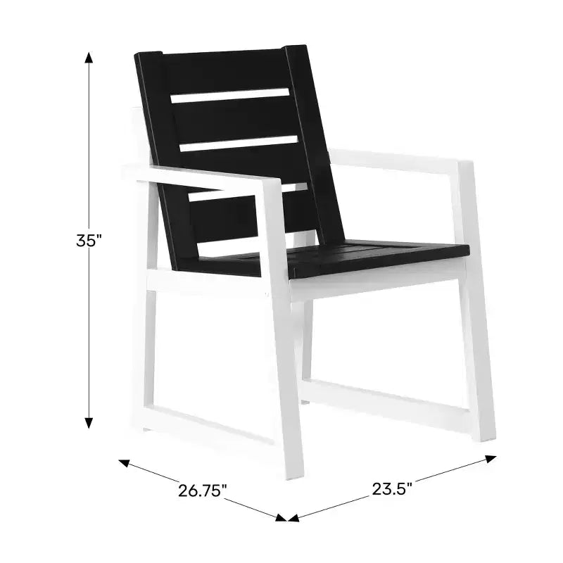 Chaise de salle à manger avec accoudoirs d'extérieur en PEHD