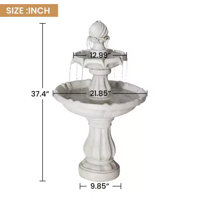 Fontaine d'eau extérieure à 2 niveaux en polyrésine de style transitionnel