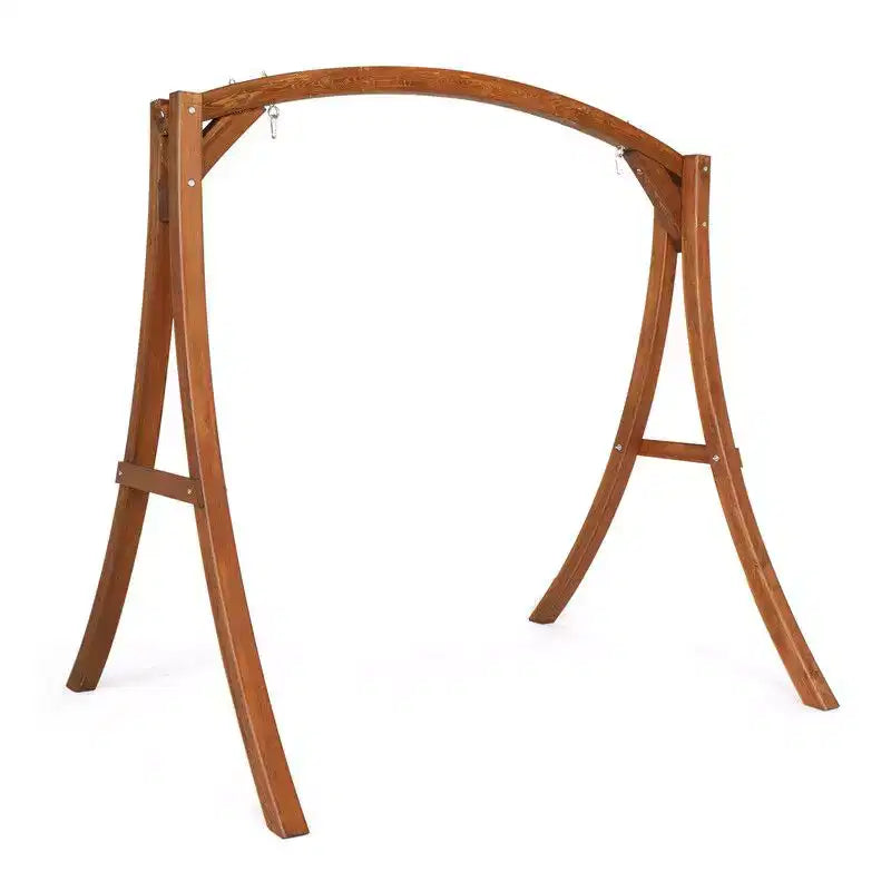 Karl Home 80 in. 3-Person Wood Patio Porch Swing Stand in Teak