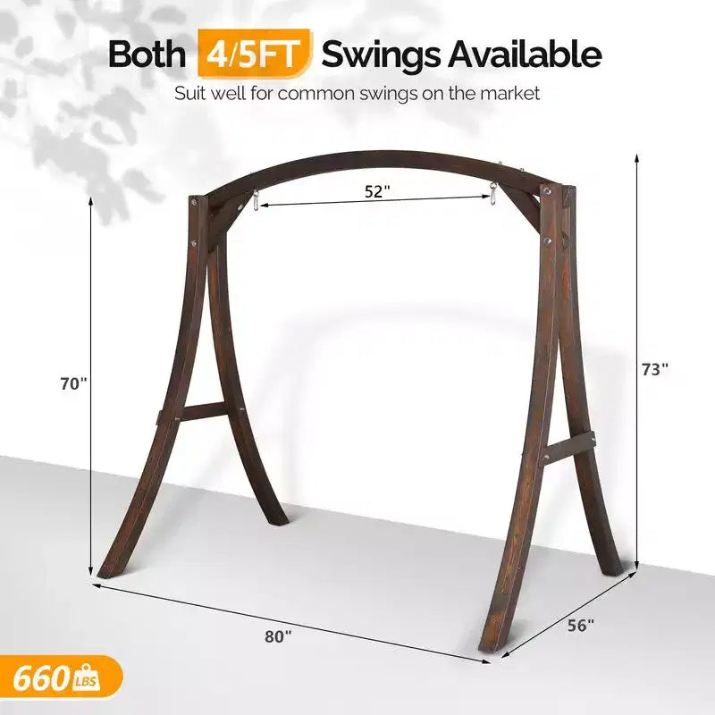 Support de balançoire de porche/terrasse en bois 3 places, couleur sable