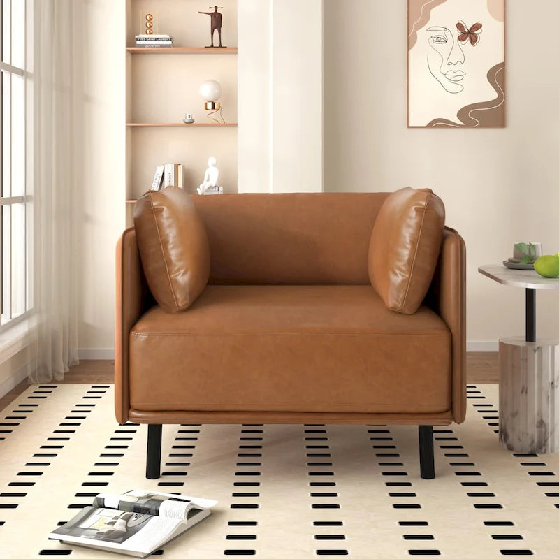 Brown 39.17 Accent Chair with Metal Legs